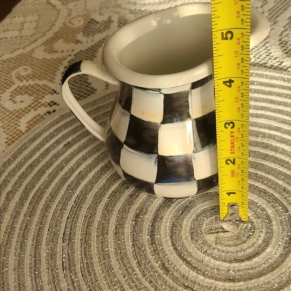 MacKenzie-Childs Black and White Checkered Metal Creamer - Picture 5 of 7